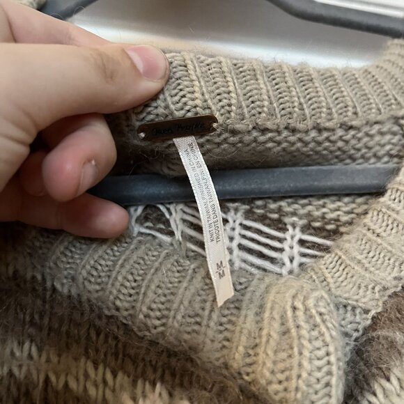 Free People Frosted Fair Isle Cardigan Chunky Sweater Aztec Womens Size Medium - Picture 7 of 9